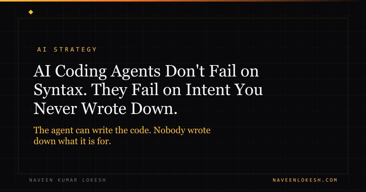 AI Coding Agents Don't Fail on Syntax. They Fail on Intent You Never Wrote Down.